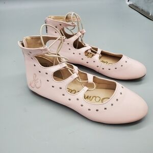 Sam Edelman Felicia Stella Eyelet Lace Up Flat Shoes Size 5 Girl Shoes